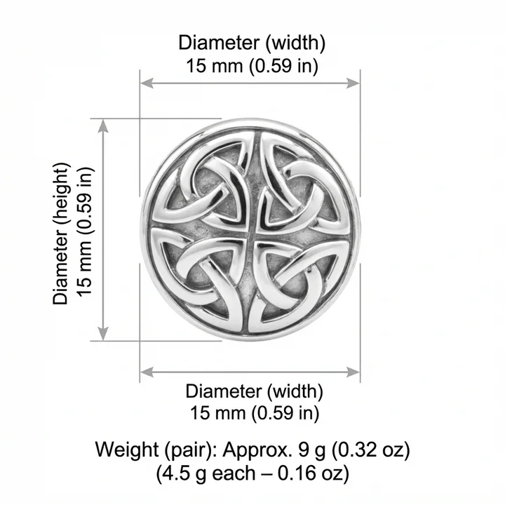 Sterling Silver Scottish Celtic Circle Cufflinks - 15mm (4).webp