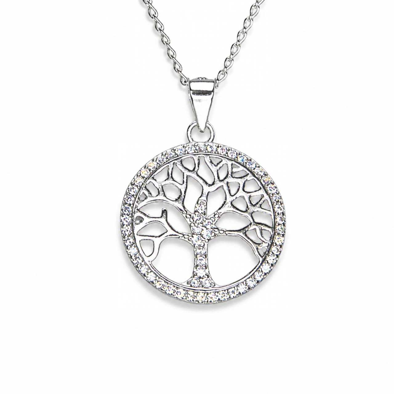 Silver Donna Ricardo Tree of Life Pendant with CZ Border (DRP5011)