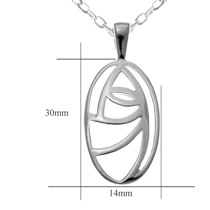 Sterling Silver Charles Rennie Mackintosh Oval Pendant - 30mm (4).webp
