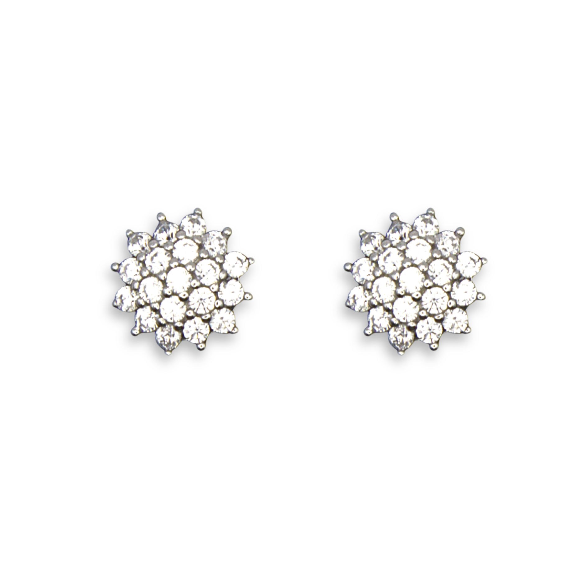 Silver Donna Ricardo Flower Cluster Stud Earrings (DRE9028)