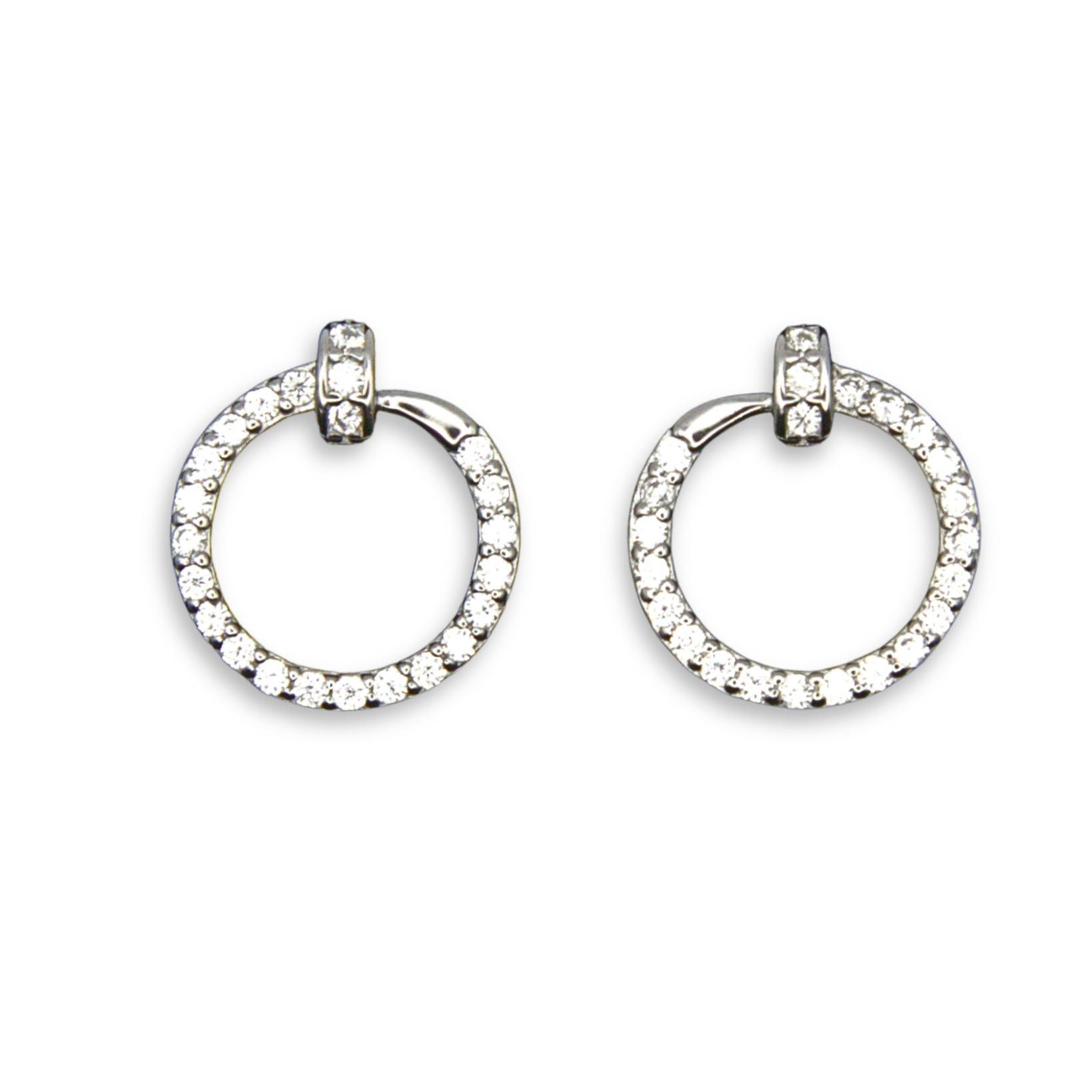 Silver Donna Ricardo Circle Stud Earrings (DRE3002)