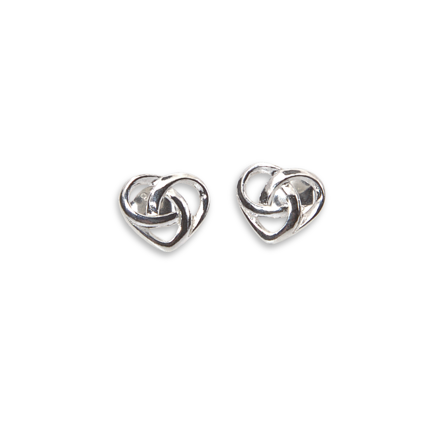 Sterling Silver Celtic Trinity Knot Heart Stud Earrings - 9mm (SE1736)