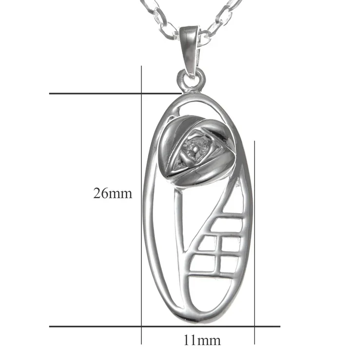 Sterling Silver Charles Rennie Mackintosh Oval Pendant - 26mm (4).webp
