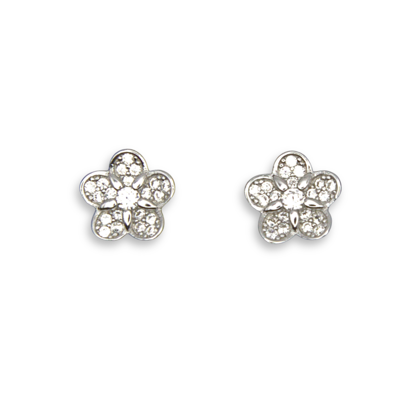 Silver Donna Ricardo Flower Stud Earrings (DRE9025)