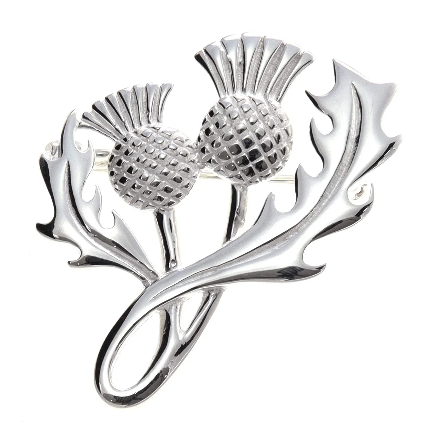 Sterling Silver Scottish Double Thistle Brooch  - 28mm (1).webp