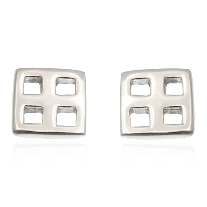 Sterling Silver Charles Rennie Mackintosh Square Stud Earrings - 6.5mm (1).webp