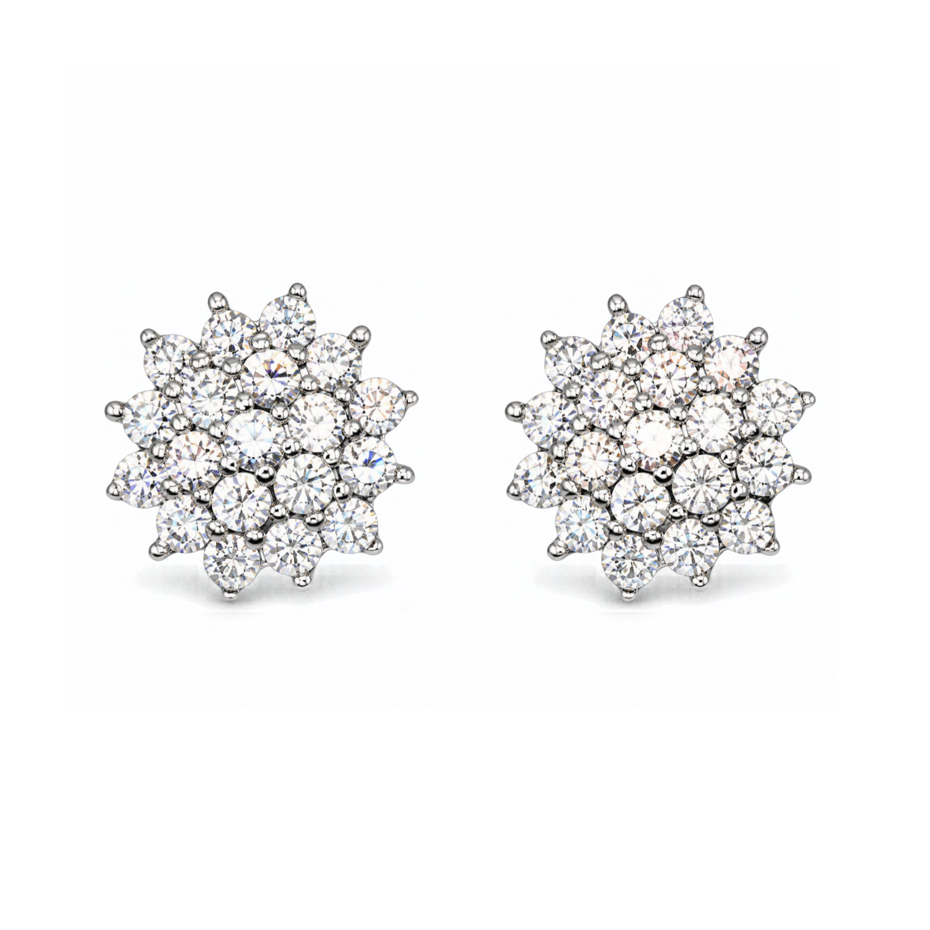 Silver Donna Ricardo Flower Cluster Stud Earrings (DRE9028)