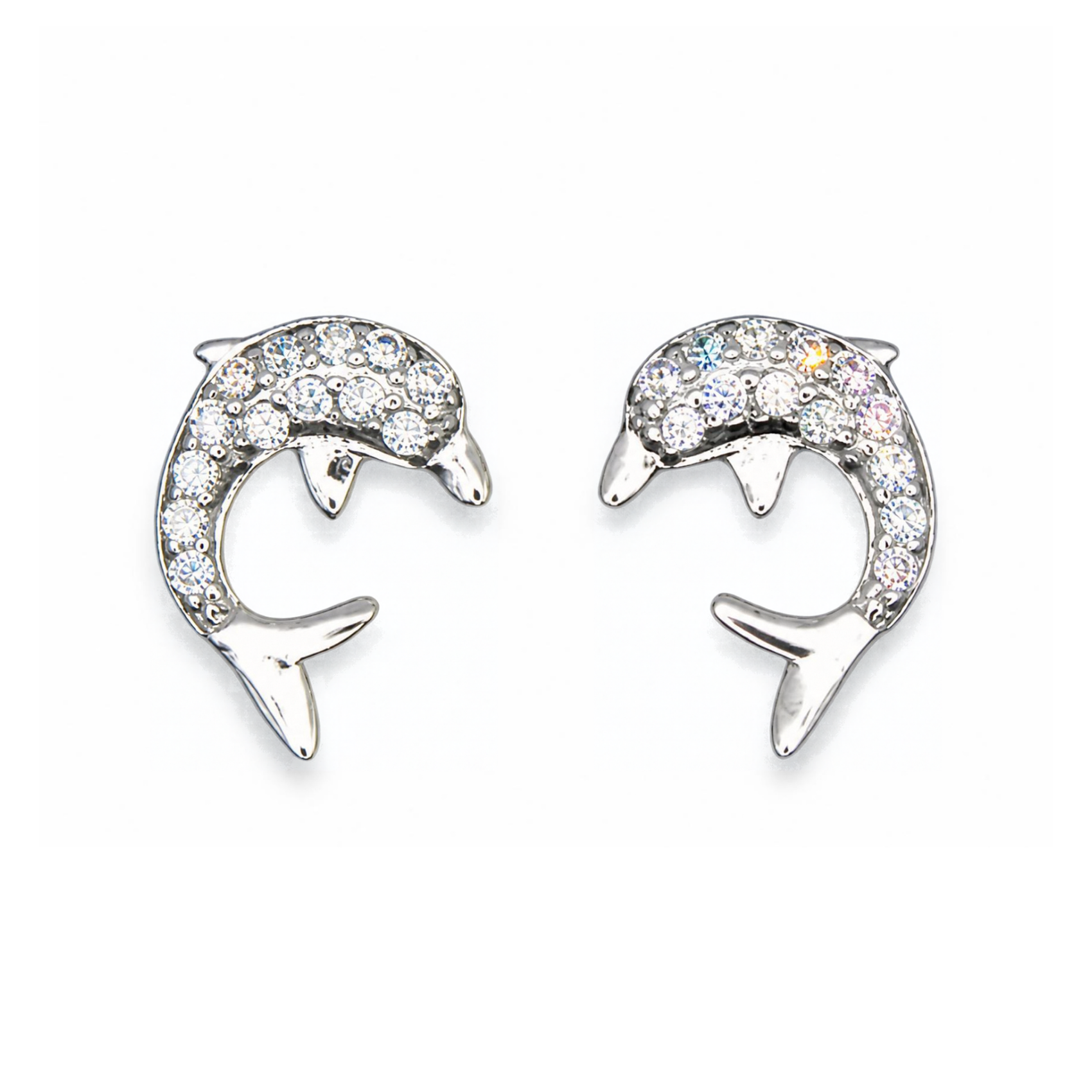 Silver Donna Ricardo Dolphin Stud Earrings (DRE9022)