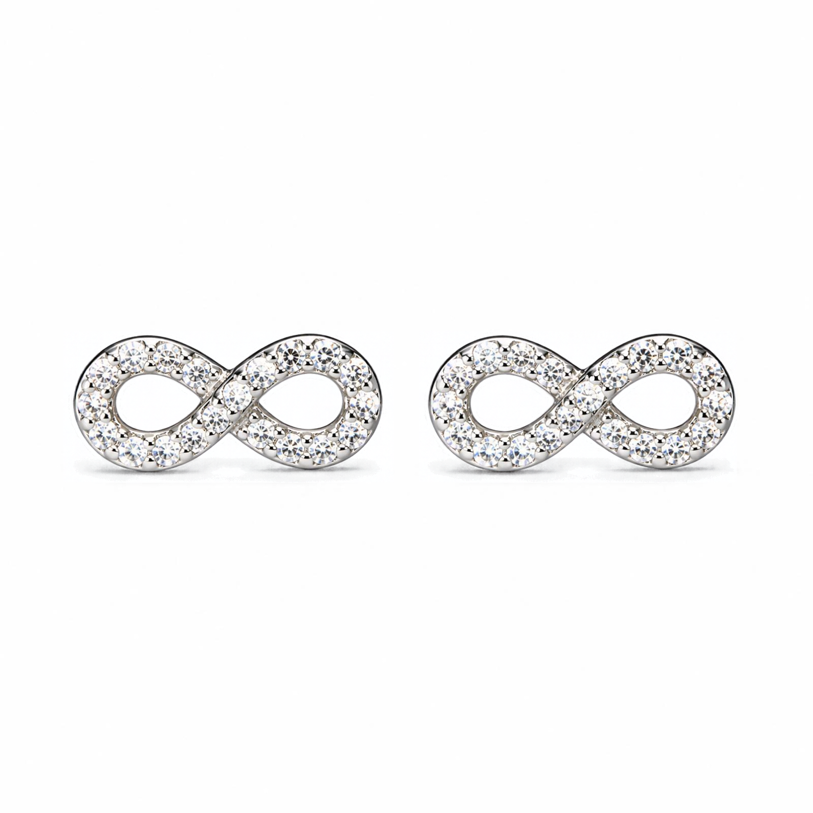 Sterling Silver Open Infinity Stud Earrings with CZ