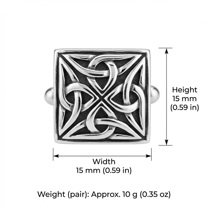 Sterling Silver Scottish Celtic Black Oxidised Square Cufflinks - 15mm (5).webp