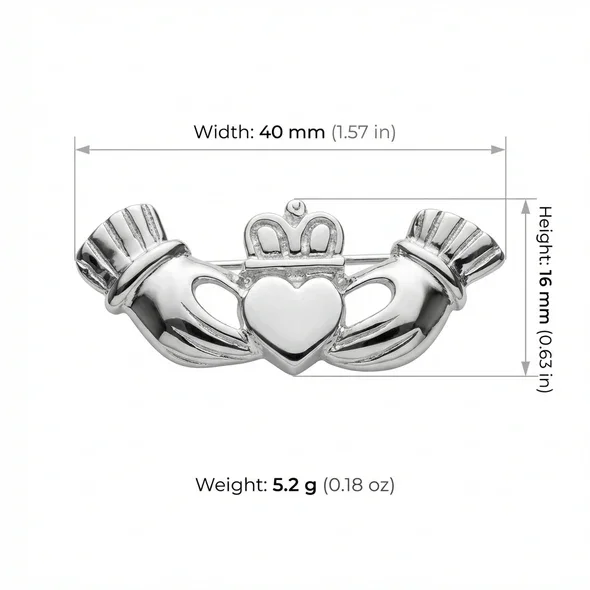 Sterling Silver Celtic Claddagh Brooch - 40mm (4).webp