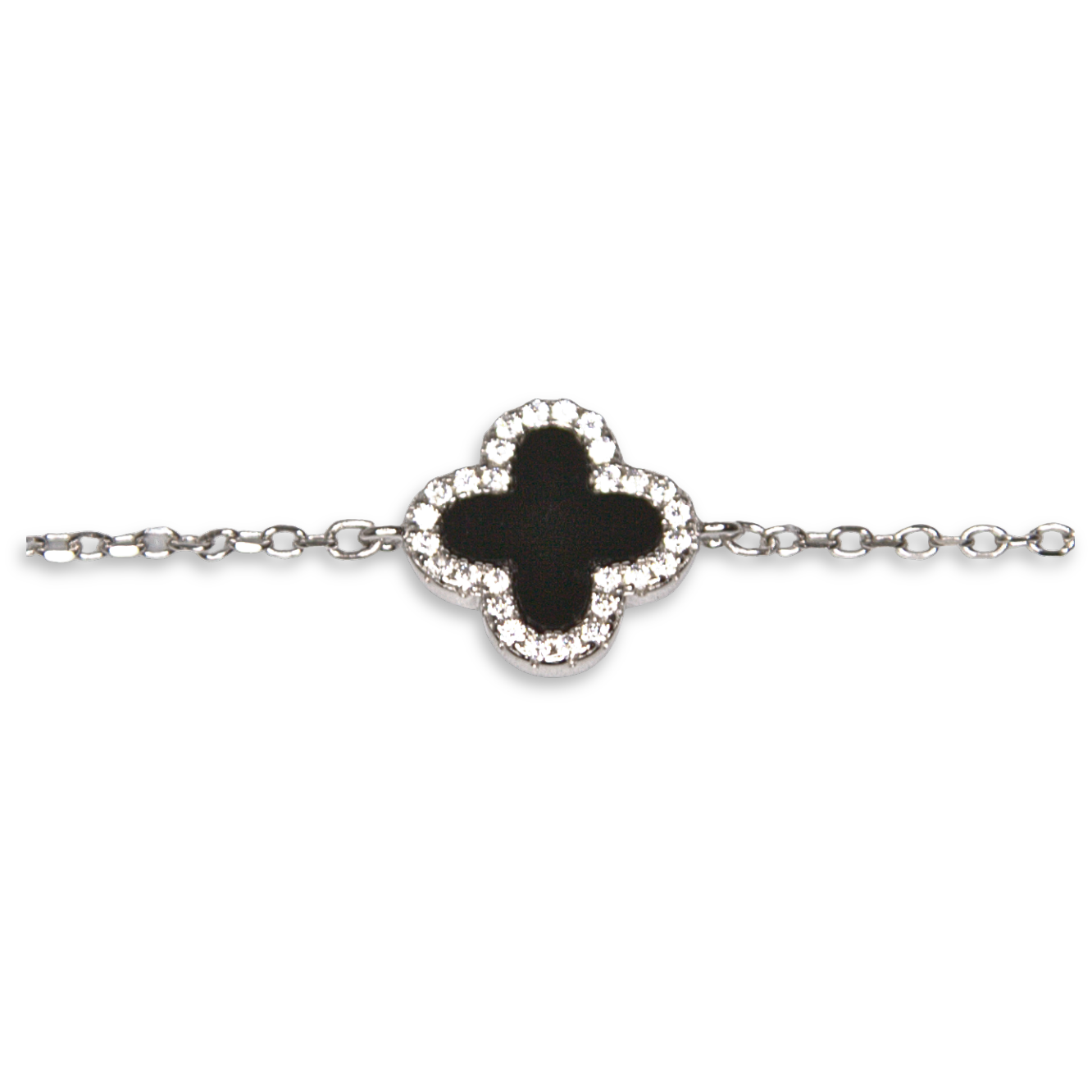 Silver Donna Ricardo Black Clover Bracelet (DRB4002)