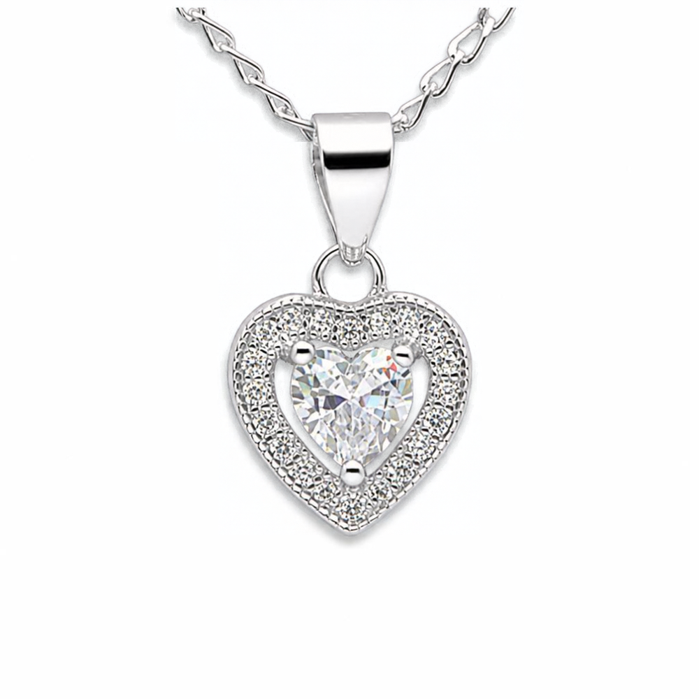 Sterling Silver Heart Pendant with CZ