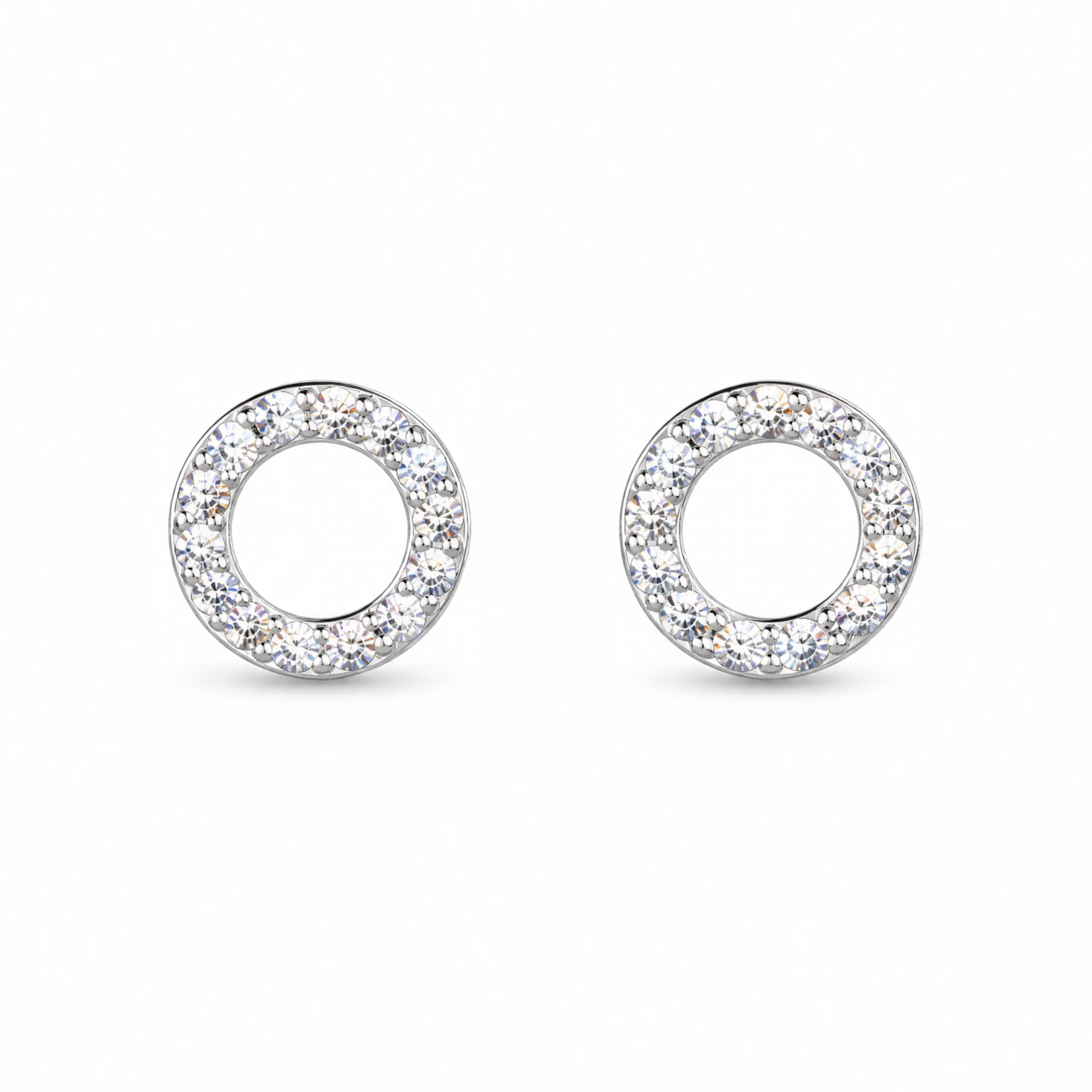 Silver Donna Ricardo Open Circle Stud Earrings (DRE3004)