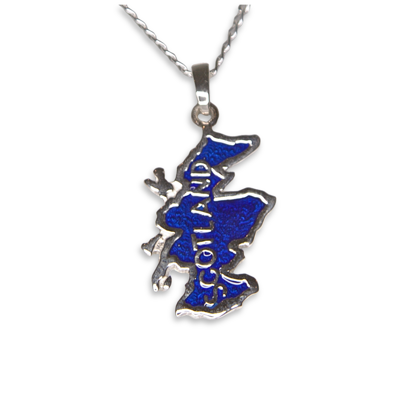 Silver Scotland Map Blue Enamel (SC1039)