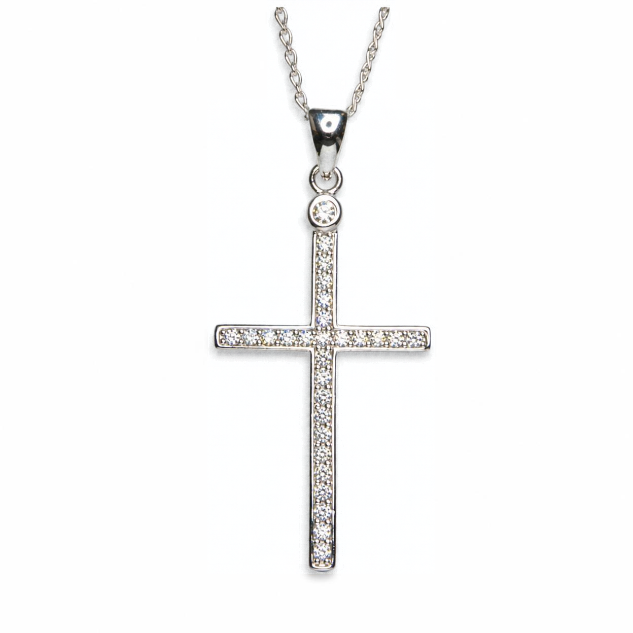 Sterling Silver Cross Pendant with CZ