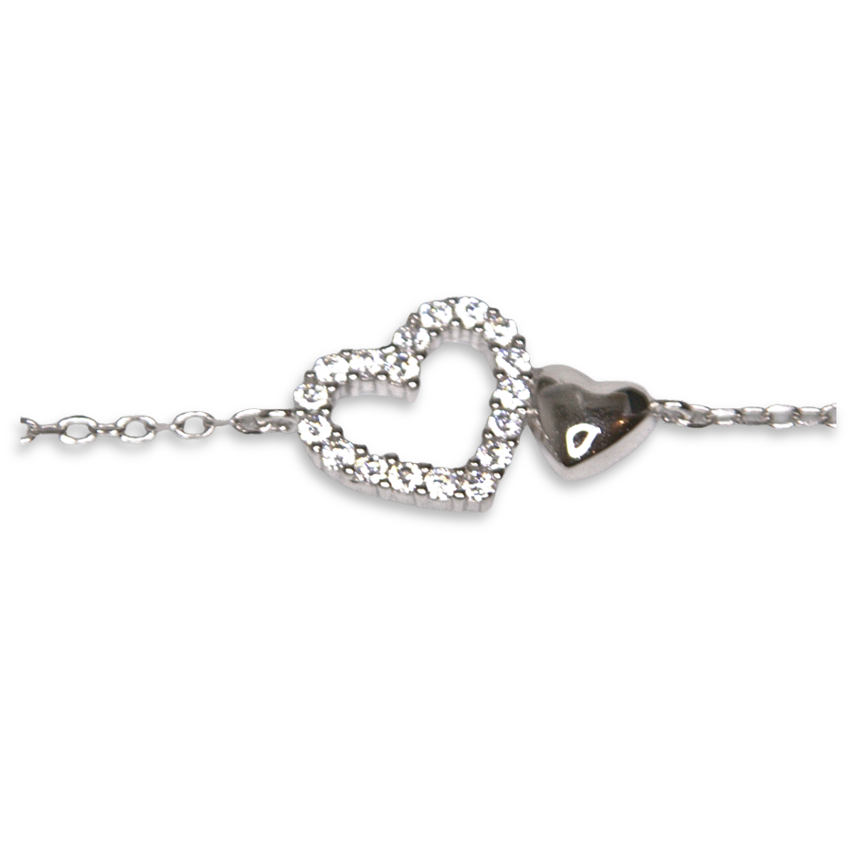 Silver Donna Ricardo Double Heart Bracelet (DRB1010)