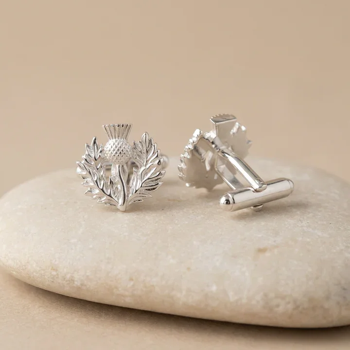 Sterling Silver Scottish Thistle Cufflinks - 15mm (2).webp