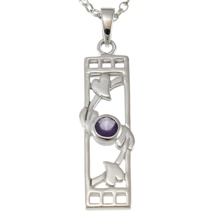 Sterling Silver & Amethyst Charles Rennie Mackintosh Column Pendant - 30mm (1).webp