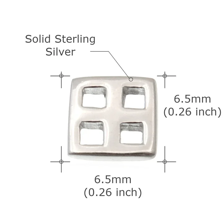 Sterling Silver Charles Rennie Mackintosh Square Stud Earrings - 6.5mm (4).webp