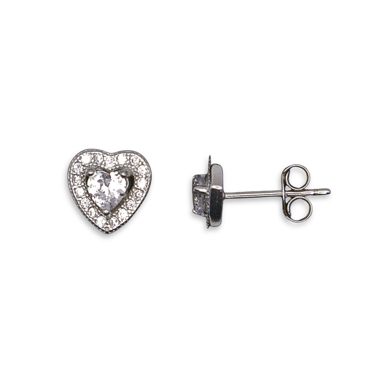 Silver Donna Ricardo Heart Stud Earrings (DRE1002)