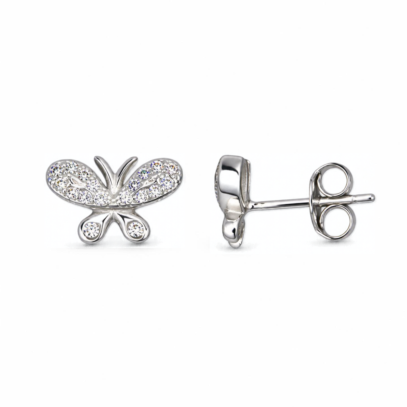 Silver Donna Ricardo Butterfly Stud Earrings (DRE9010)