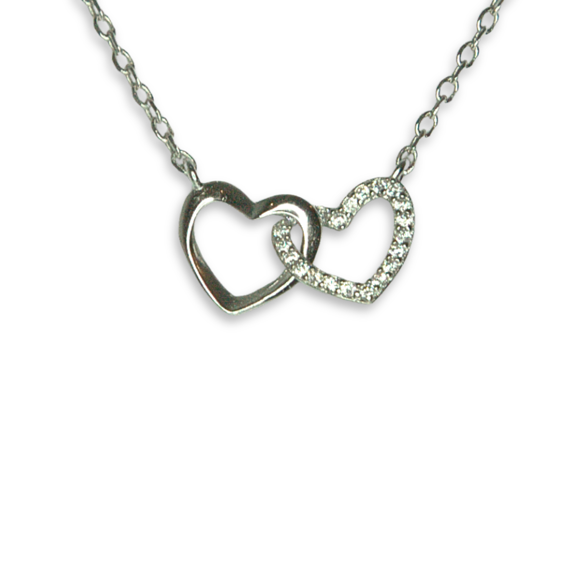 Silver Donna Ricardo Interlocking Hearts Necklet (DRN1003)