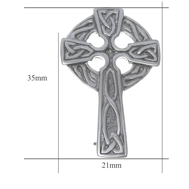 Sterling Silver Celtic Cross Brooch - 35mm (3).webp