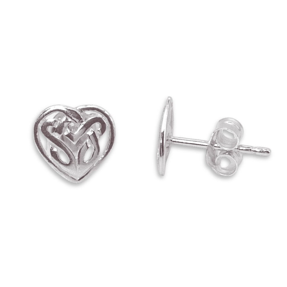 Sterling Silver Celtic Knotwork Heart Stud Earring -  8mm (SE1739)