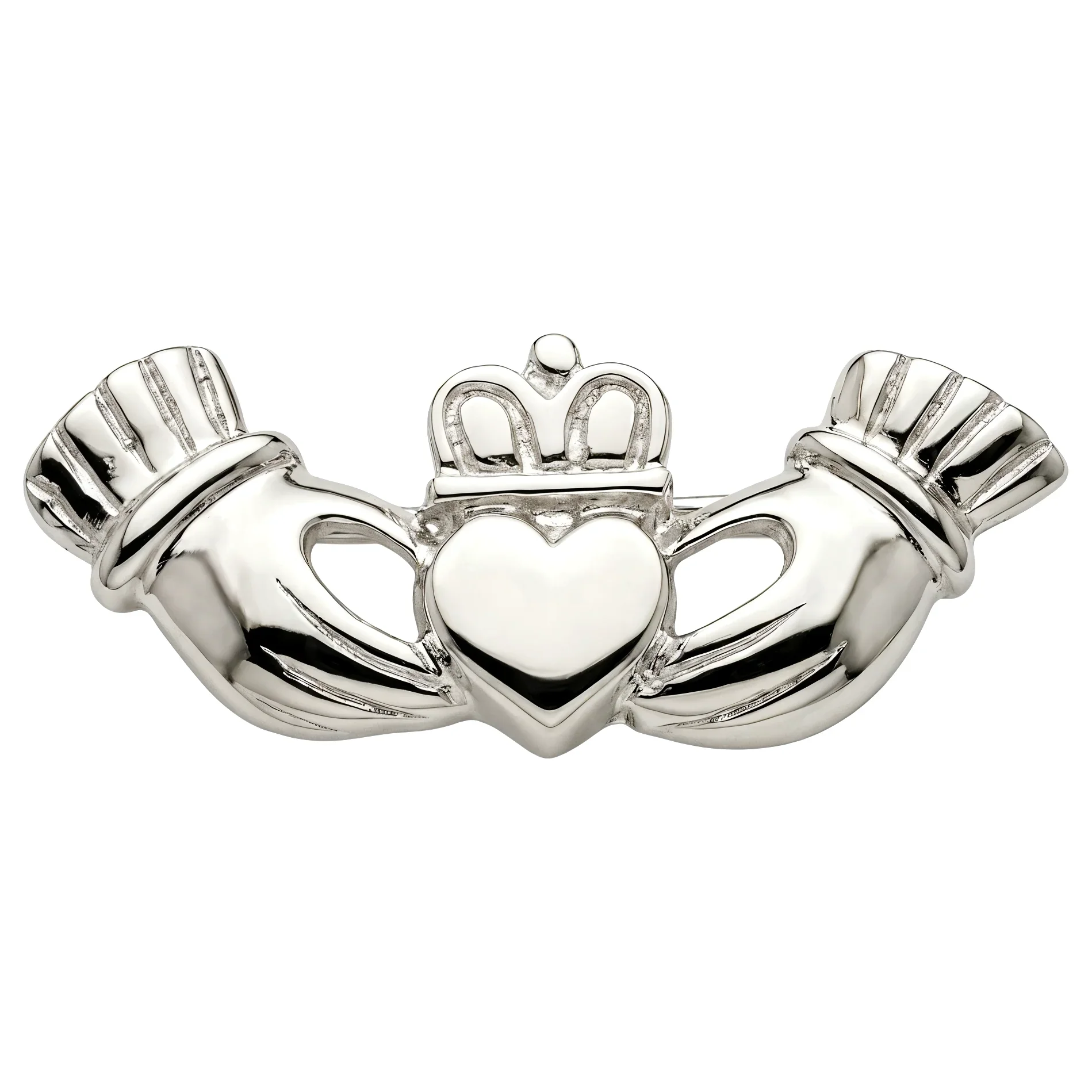 Sterling Silver Celtic Claddagh Brooch - 40mm (1).webp
