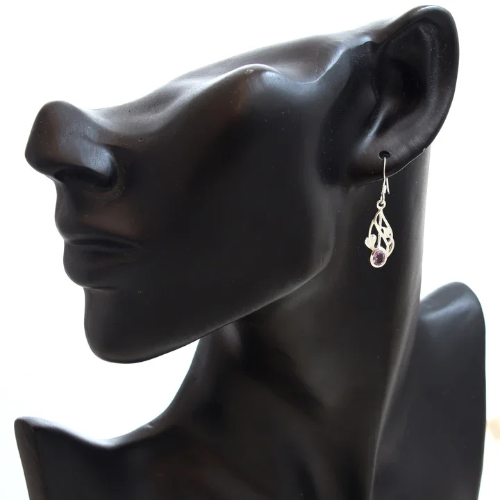 Sterling Silver & Amethsyt Charles Rennie Mackintosh Drop Earrings - 20mm (4).webp