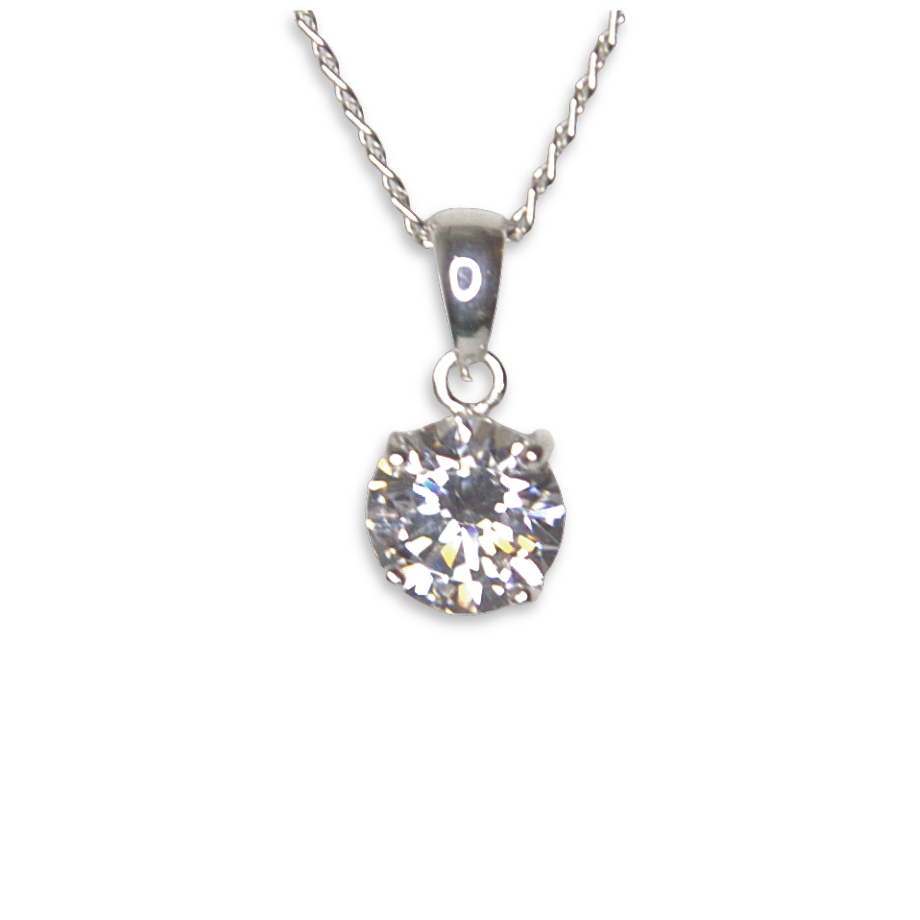 Silver Donna Ricardo 7mm Round Solitaire Pendant (DRP6001)