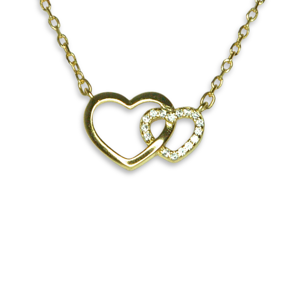 Silver Donna Ricardo Gold Plated Interlocking Heart Necklet (DRN1002)