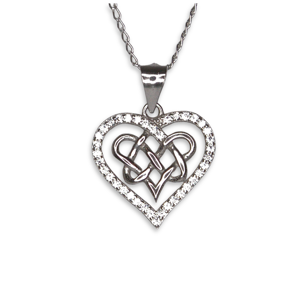 Silver Donna Ricardo Heart and Celtic Knot Pendant (DRP1006)