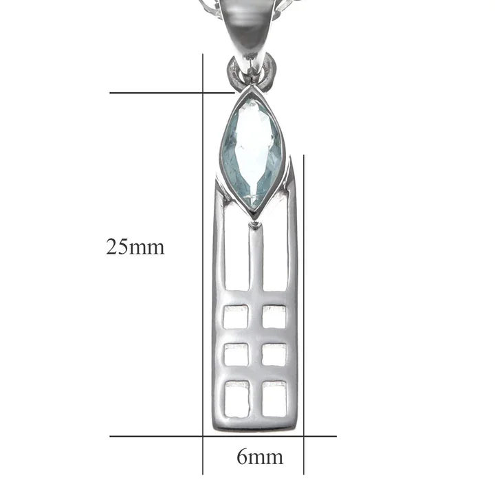 Sterling Silver & Blue Topaz Charles Rennie Mackintosh Column Pendant - 25mm (4).webp