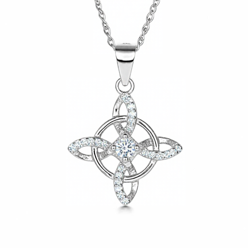 Silver Donna Ricardo Four Point Celtic Knot Pendant (DRP9017)