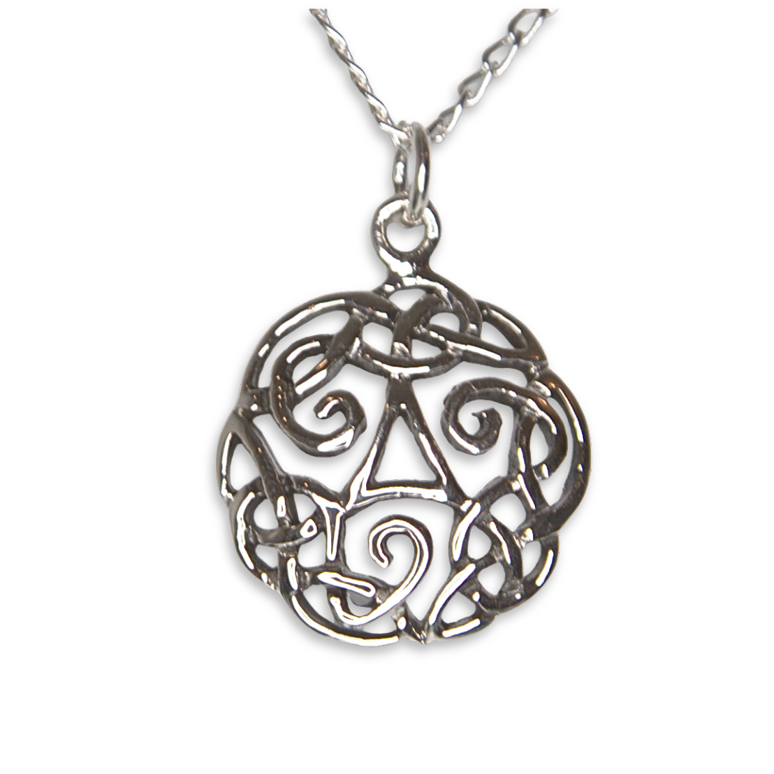 Silver Celtic Knot Spiral Open Circle Pendant (SP2127)