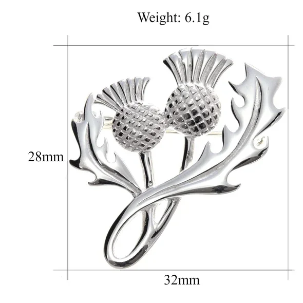 Sterling Silver Scottish Double Thistle Brooch  - 28mm (4).webp