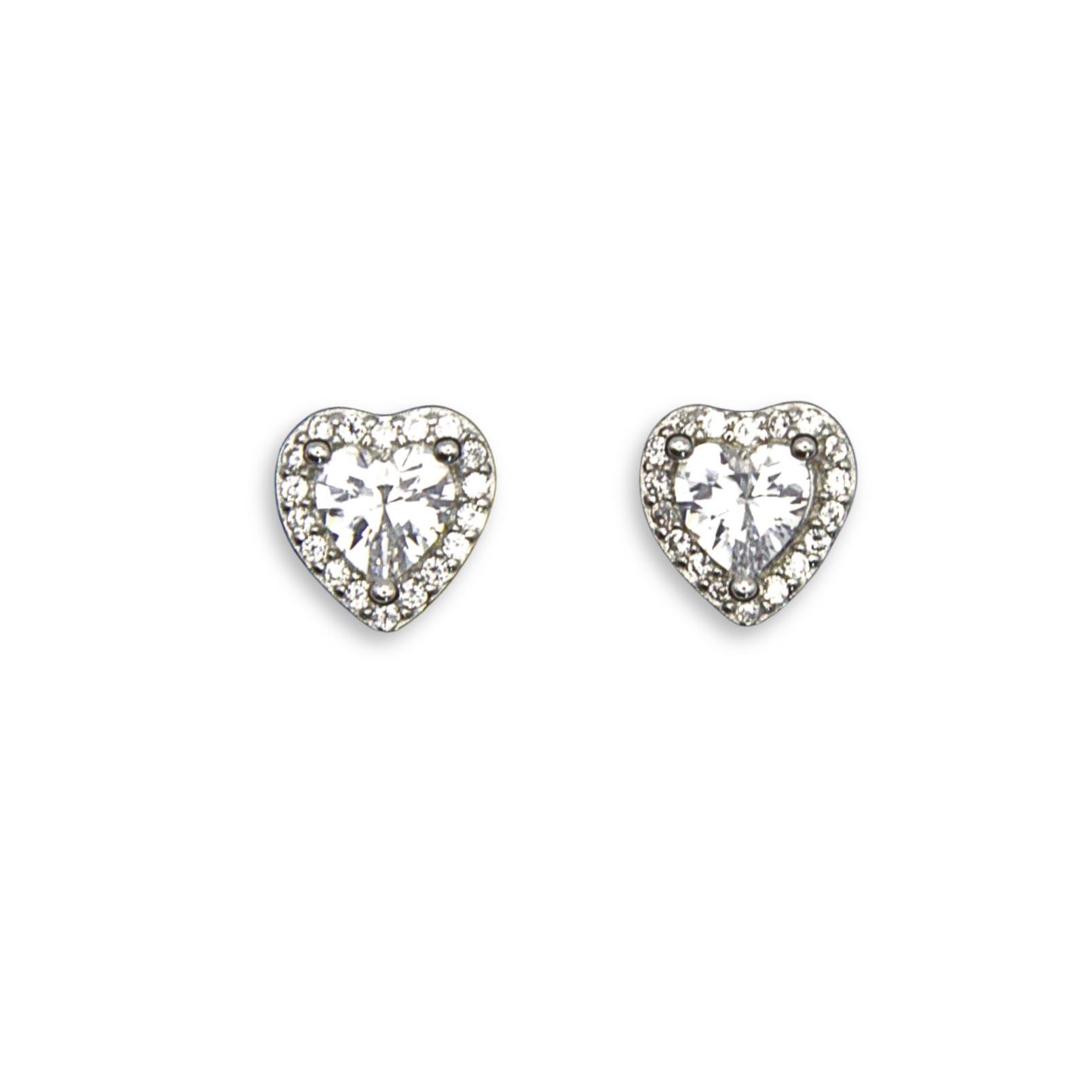 Silver Donna Ricardo Heart Stud Earrings (DRE1013)