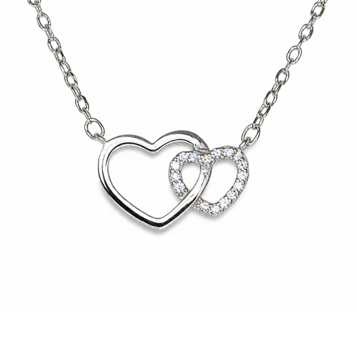 Silver Donna Ricardo Interlocking Hearts Necklet (DRN1001)