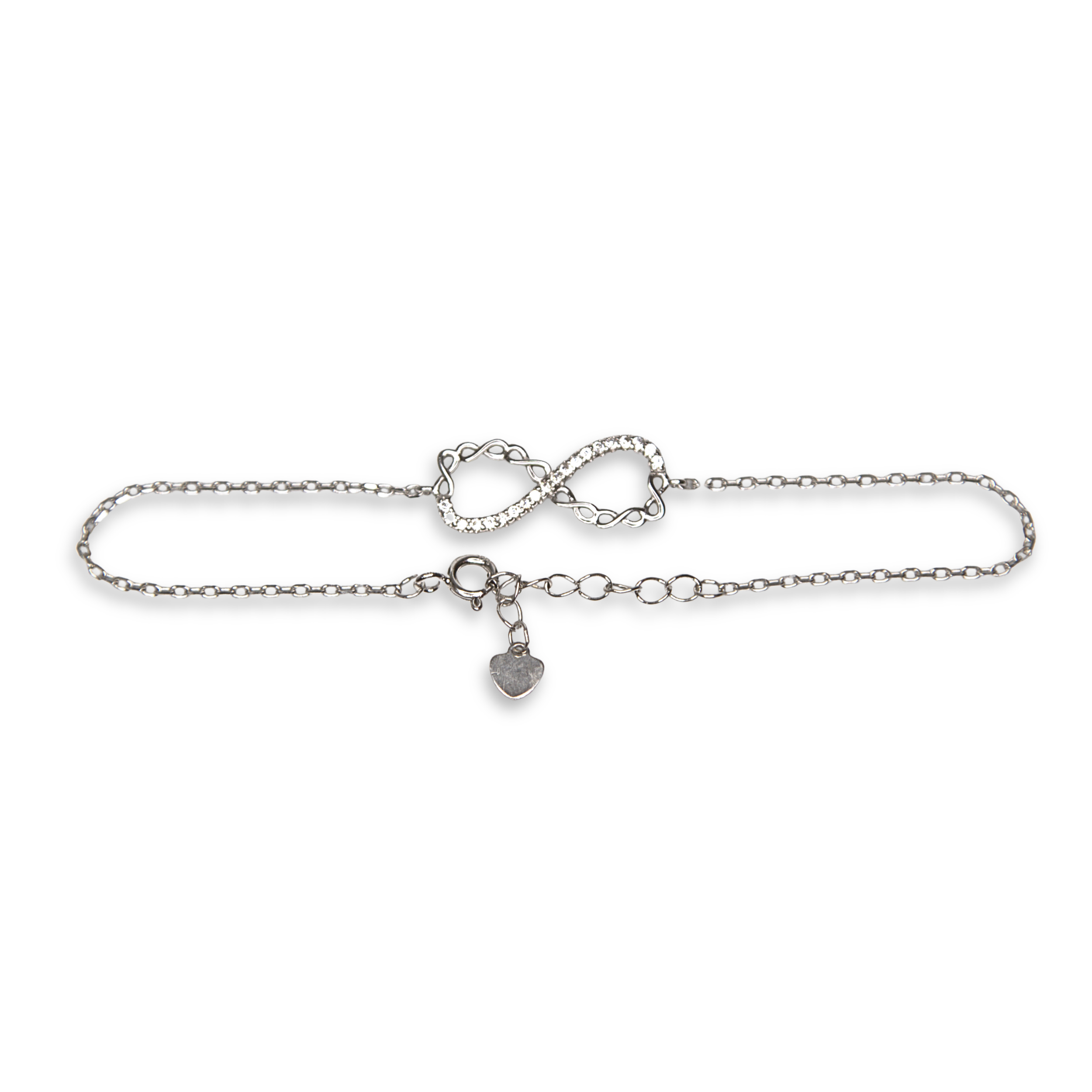 Sterling Silver Infinity Bracelet, CZ, 19.5cm