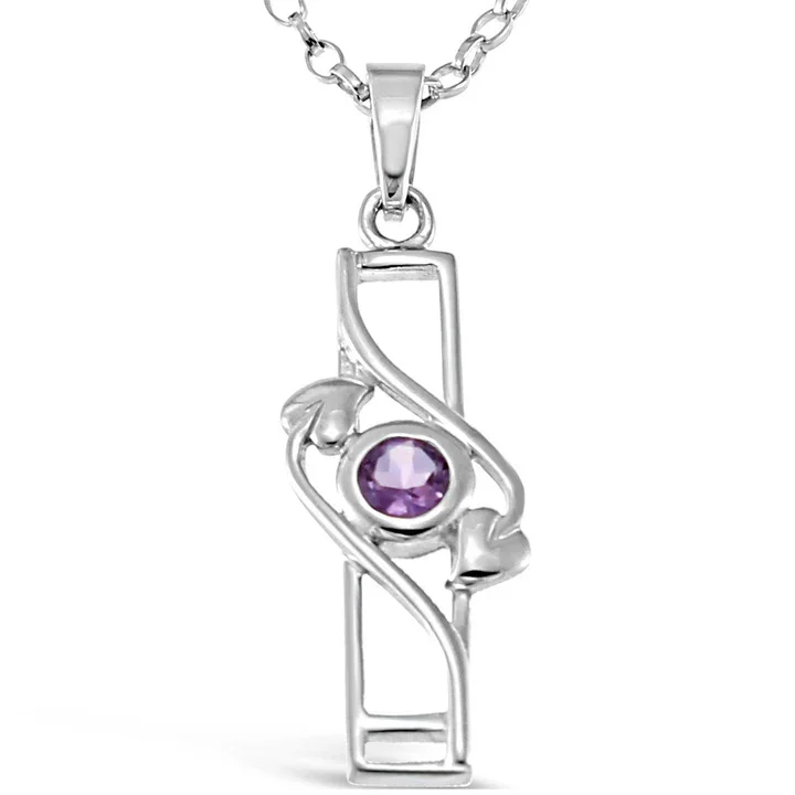 Sterling Silver & Amethyst Charles Rennie Mackintosh Column Pendant - 28mm (1).webp