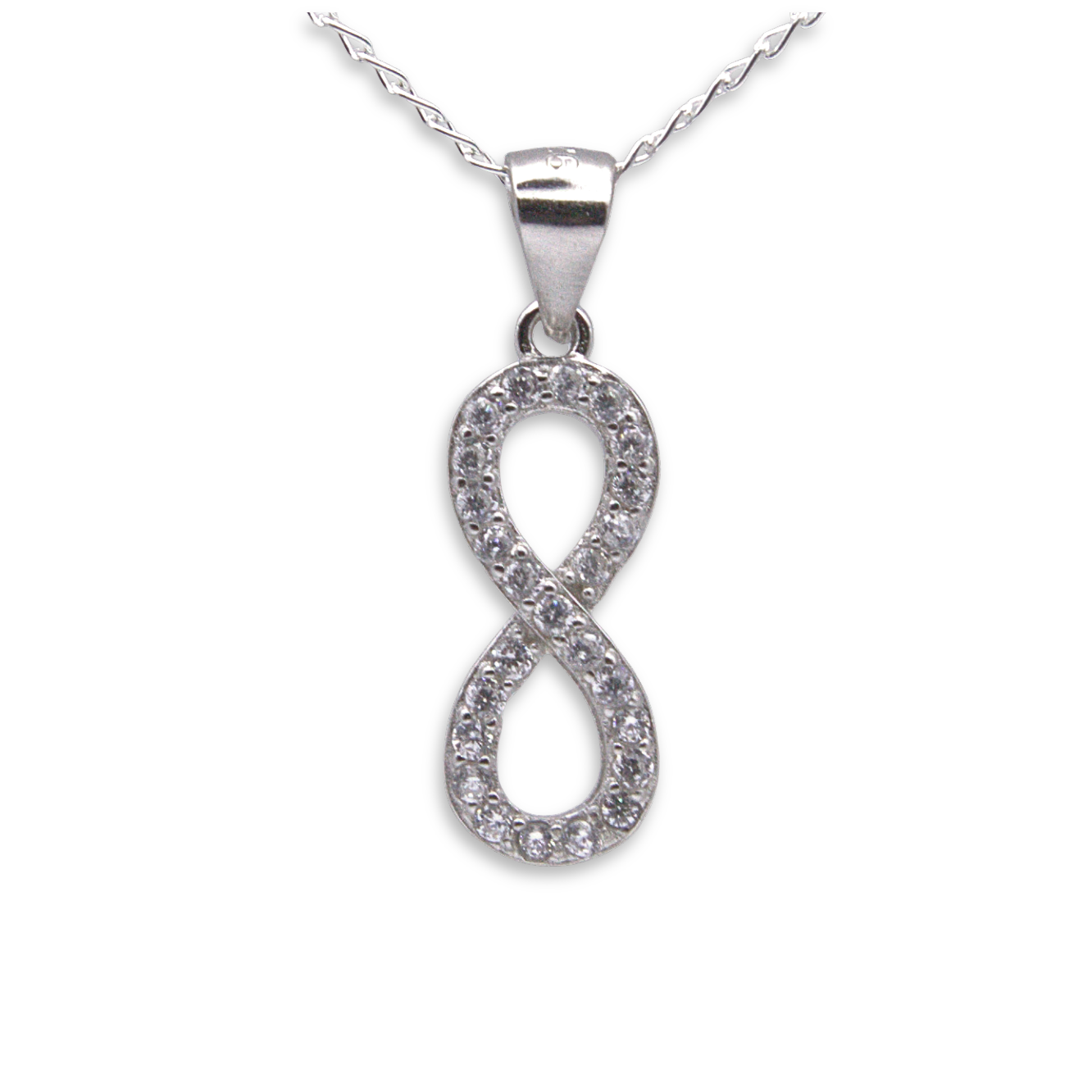 Sterling Silver Open Infinity Pendant with CZ