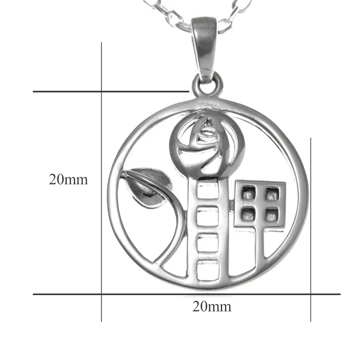 Sterling Silver Charles Rennie Mackintosh Circle Pendant - 20mm (4).webp