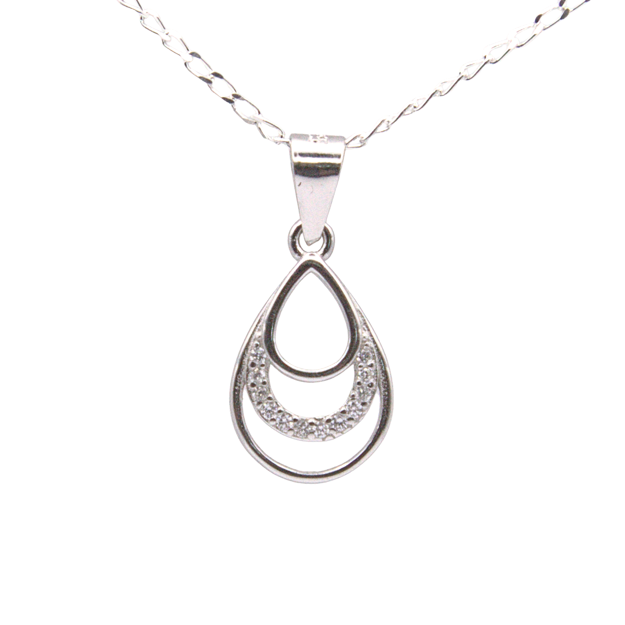 Silver Donna Ricardo Open Teardrop Pendant (DRP9003)