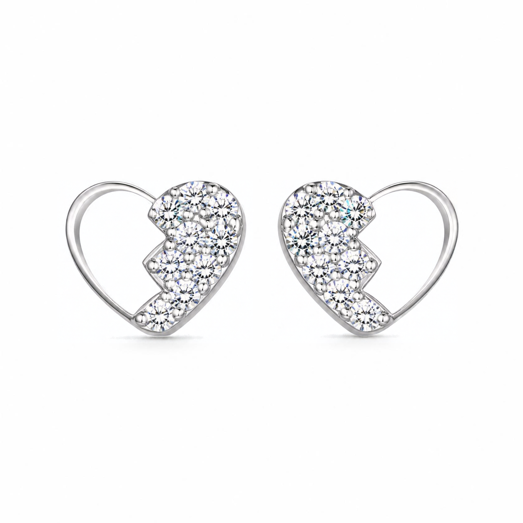 Silver Donna Ricardo Heart Stud Earrings (DRE1009)