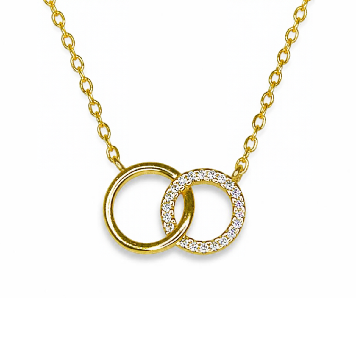 Silver Donna Ricardo Gold Plated Interlocking Circles Necklet (DRN3004)