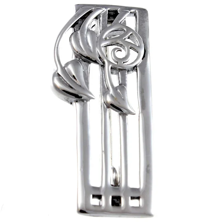 Sterling Silver Charles Rennie Mackintosh Column Brooch - 38mm (RMBP5362)