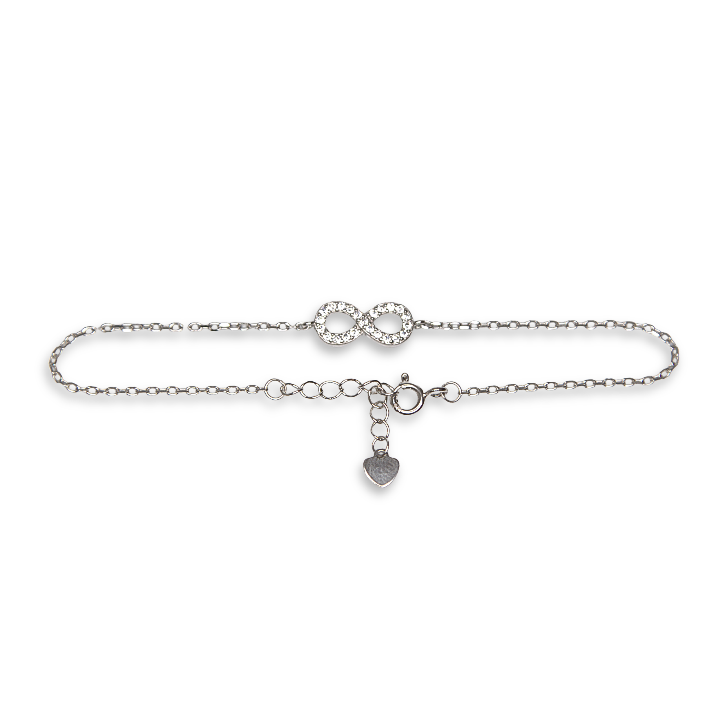Sterling Silver Infinity Bracelet, CZ, 19.5cm