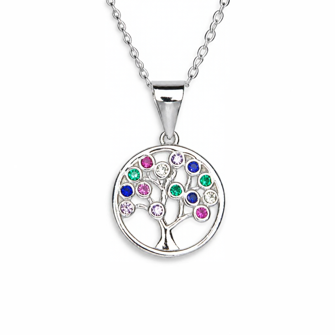 Silver Donna Ricardo Tree of Life Multi-Colour Pendant (DRP5009)